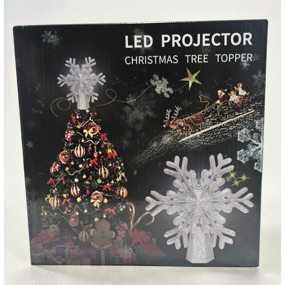 LED Christmas Tree Topper Projector Gold Star 360° Rotating Snowflake Light -... - Picture 7 of 8